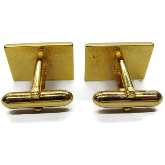 Rectangular Cufflinks Gold Tone Engravable Tux Shirt Dress Suit Vintage - Picture 6 of 6